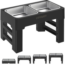 URPOWER Elevated Dog Bowls 4 Height Adjustable Raised Stand with 2 Large Stainle