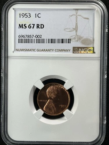 1953  1C RD  Lincoln Wheat One Cent NGC MS67RD  6967857-002