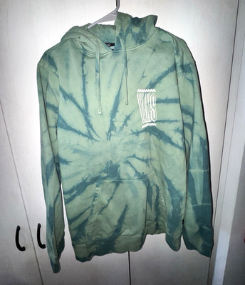 Vans Off The Wall Tie-Dye Green Pullover Hoodie M Cotton/Poly Fleece