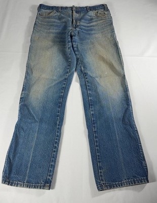 Vintage 1970s Denim Jeans 36x32 Talon 42 Zip Distressed Faded USA Made Workwear