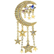 Kirks Folly Dancing Starlight Moon Pin Pendant goldtone
