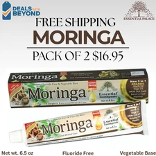 2-Pack Organic MORINGA Toothpaste Essential Palace Fluoride Free Vegetable base