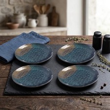 4 Piece Melamine Plates Hammered Inner Pattern for Cold and BBQ For Serving