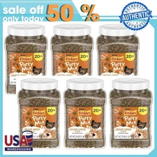 Purina Friskies Party Mix Cat Treats, Chicken Lover Crunch,20 oz Canister 6 pack