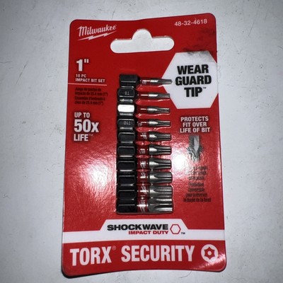 Milwaukee Tool 48-32-4618 Shockwave Torx Security Insert Bit Set - 10Pc