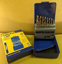 New IRWIN 21 COBALT Drill Bit set -1/16: 3/8" Metal Case- F.Ship