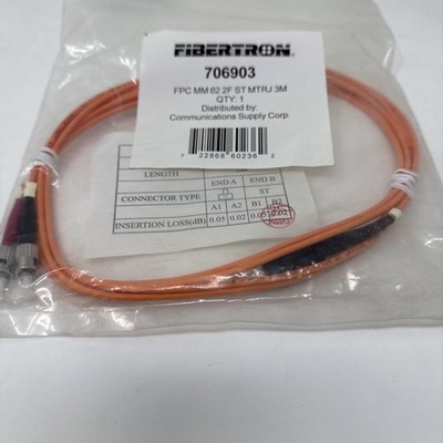 Fibertron Fiber Optic Cable 706903 FPC MM 62 2F ST MTRJ 3M Network Communication