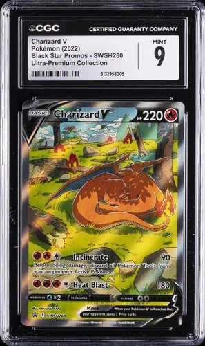 2022 POKEMON SWSH BLACK STAR PROMO #260 FULL ART/CHARIZARD V CGC 9