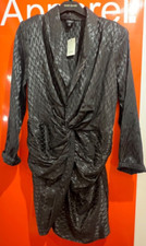 River Island Black Satin Wrap Mini Dress, Size 12, BNWT, RRP £59, SF/14800