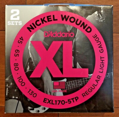 D'ADDARIO EXL170-5 NICKEL BASS STRINGS 2 PACK - EXL170-5TP, MEDIUM 5'S - 45-130