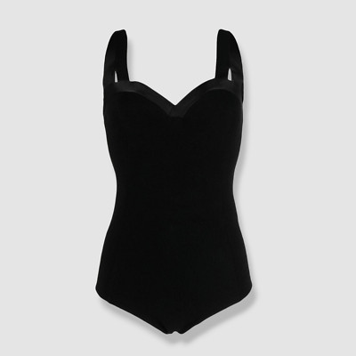 $1150 Jil Sander Women's Black Sweetheart-Neck Cotton-Blend Bodysuit Sz DE36/US6