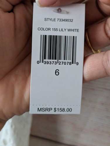 CeCe By Cynthia Steffe Size 6 Lily White Eyelet Dress Peplum Lined Knee Length - Picture 6 of 13