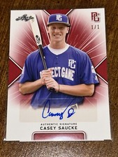 CASEY SAUCKE 2020 LEAF PERFECT GAME RED BLANK BACK AUTOGRAPH #1/1 WHITE SOX