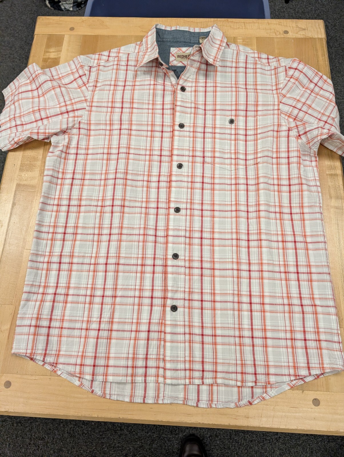 RedHead Yarn Dyed Madras Plaid Short Sleeve Mens Shirt Large Vapor Plaid