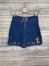 Vintage Winnie The Pooh 2000 Girls 12 Denim Skort Embroidered Tie Waist Tigger