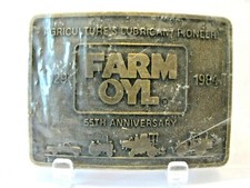  Farm Oyl Brass Tractor Combine Truck 1984 Collector Belt Buckle Ag Lubricant 55