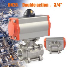 3/4" Pneumatic Actuated Ball Valve Double Acting Chemical Industry 1000PSI DN20