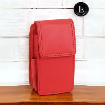 Leatherboss Cigarette Case Lighter holder Attached All Around Zipper Wallet  RED