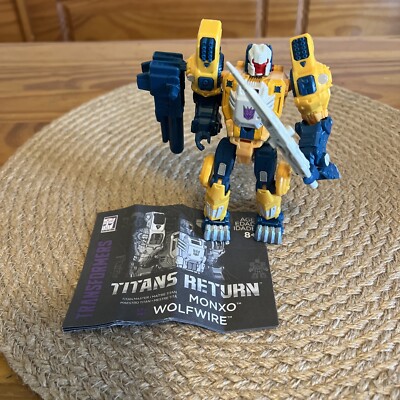 Transformers Titans Return WOLFWIRE And Monxo Complete With Instruction Manual