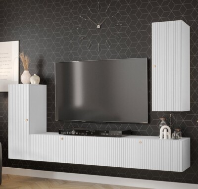 Wohnzimmer-Set Waldi Riflo Slim I Kommode Modernschrank RTV-Tisch Loft M24