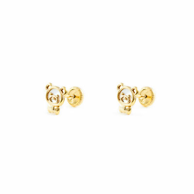 Orecchini Bambina Orso In Oro Giallo 9k (375) - Regalo Con Scatola E Certificato Di Garanzia