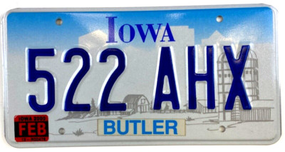 Iowa 2000 License Plate Garage Auto Tag Butler Co Man Cave Wall Decor ...