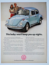 1973 Volkswagen Beetle Bug Vintage This Baby Won't Keep You Up Original Print