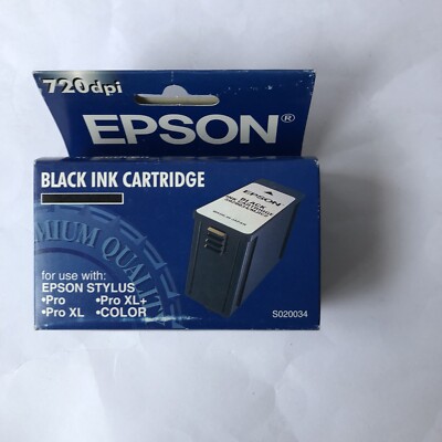 Genuine Epson (S020034) Stylus Black Ink Cartridge Sealed In The Box *EXPIRED*