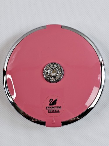 Elements Pink Swarovski Crystal Compact Double Mirror w/5X By Floxite New - Picture 2 of 7