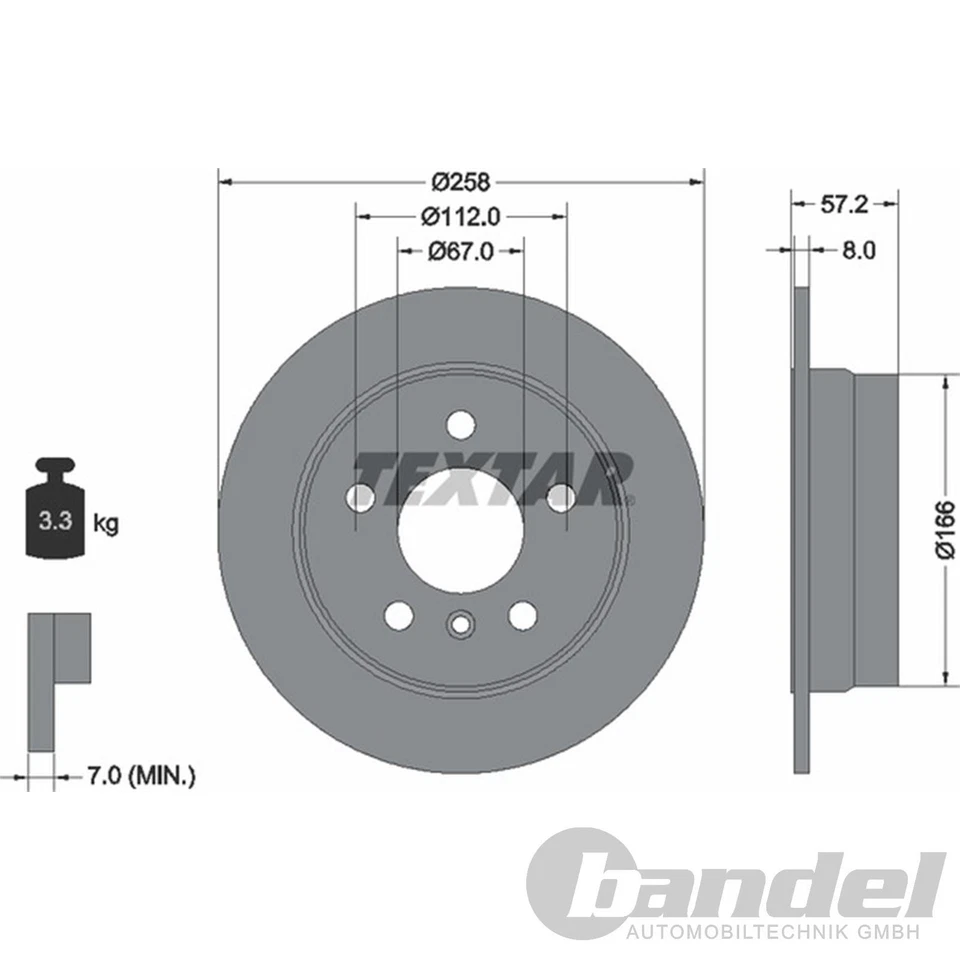 TEXTAR BREMSSCHEIBEN + BELÄGE HINTEN für MERCEDES A-KLASSE W169 + B-KLASSE W245 - Bild 2 von 4