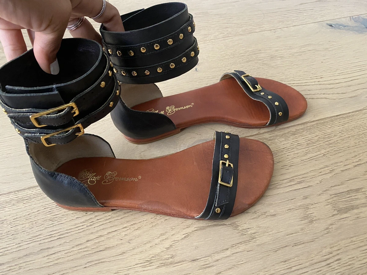 Matt Bernson Black leather sandals gladiator 6