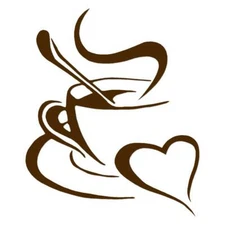 Hot Coffee Heart, Vinyl Decal Sticker, Multiple Colors & Sizes #6806
