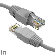 1FT Cat6A RJ45 Ethernet LAN Network UTP Patch Cable Cord Copper Gold 24AWG Gray