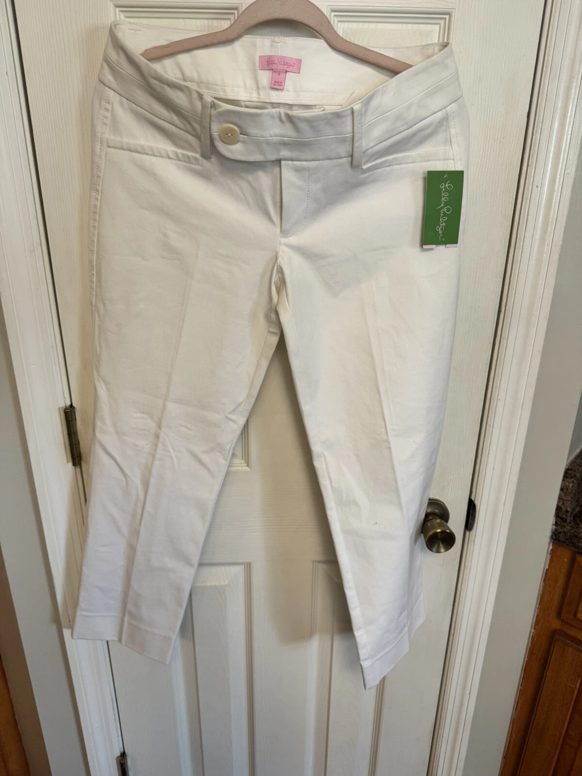 Lilly Pulitzer Luxury Stretch Capri Length Pants in Solid White Size 8