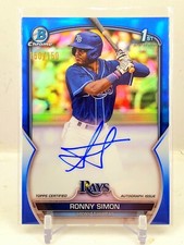 2023 Bowman Chrome 1st Ronny Simon Blue Refractor Auto 150/150 Rays ROOKIE RC SP