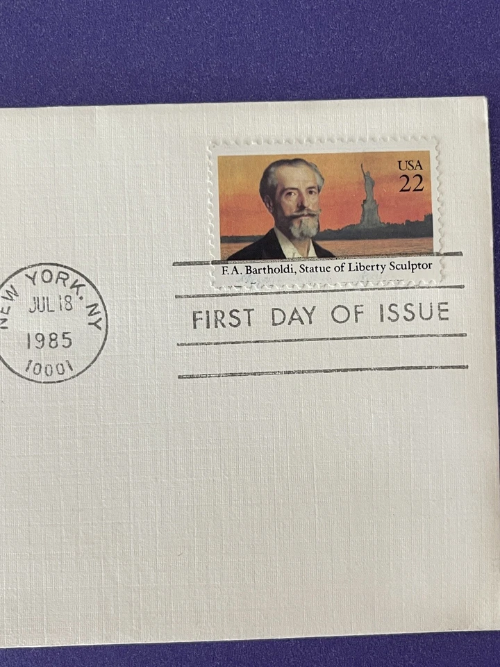 STATUE OF LIBERTY SCULPTOR AUGUSTE BARTHOLDI 1985 FLEETWOOD CACHET FDC VF UNAD - Image 3 of 4