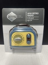 Vintage Blue RADIO MINI Retro FM Hi-Fi Sound Auto Scan Pull Up Antenna NEW 