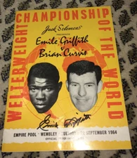 EMILE GRIFFITH V BRIAN CURVIS-WORLD WWC-BOXING PROGRAM-1964-SIGNED BY GRIFFITH!