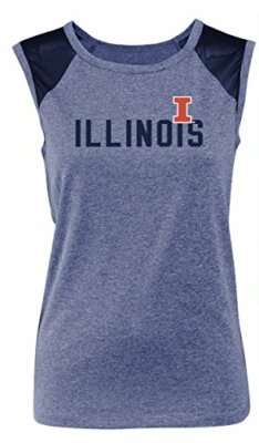 Camp David Sleeveless Mesh Panel Tee, Small, Admiral Htr, Illinois Illini