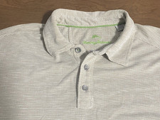 Tommy Bahama Mens Size Large Polo Beige Island Zone Performance Shirt Golf