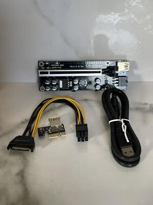 2x PCI-E 1x to 16x Powered USB3.0 GPU Riser Extender Adapter Card V009S PLUS NEW