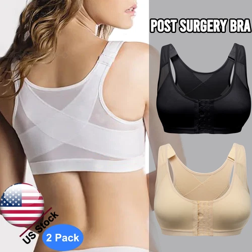 Women's Post-Surgery Front Closure Mastectomy Brassiere Sports Bra Wireless - Picture 1 of 21