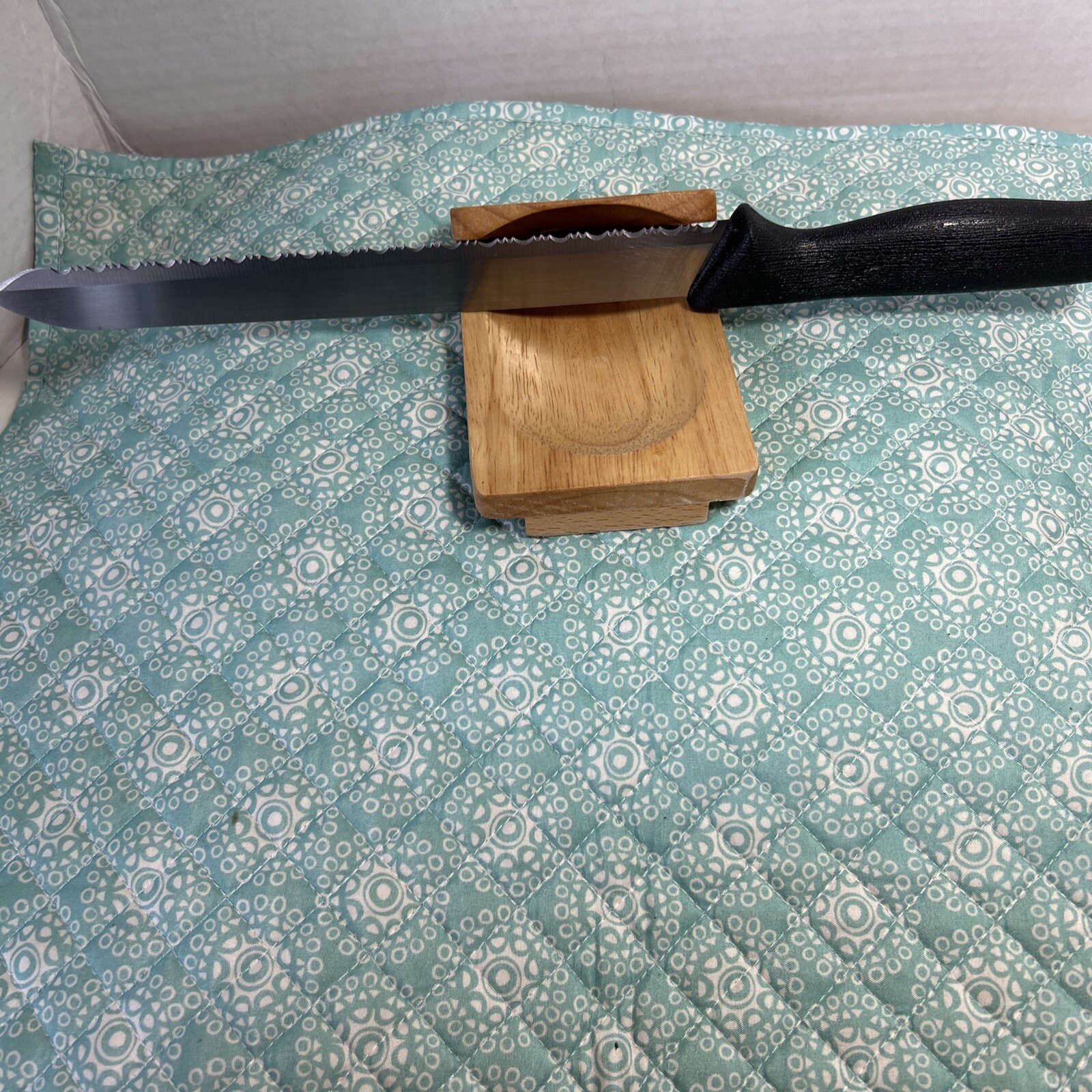 PAMPERED CHEF 9” Blade Serrated Bread Knife Black Molded Handle Sheath 14" LONG eBay