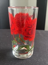 50s 60s MCM Boscul Peanut Butter Flower Drinking Glass 5" CARNATION Red