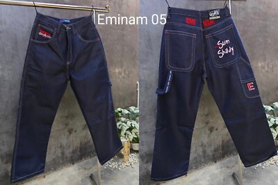 Vintage Y2K Eminem Shady Ltd Blue Baggy Skater Jeans Hip Hop W38 