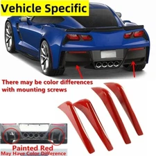 ADD-ON RED REAR BUMPER SHARK FINS DIFFUSER KITS FITS CHEVROLET CORVETTE 2014-19