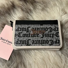 NWT Juicy Couture Spring Fling Slim Elongated Bifold - Black / Beige