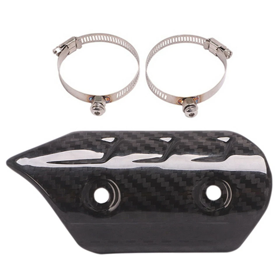 Protector de cubierta de protector térmico de tubo de escape de fibra de carbono real para motocicleta Foto 3 de 4