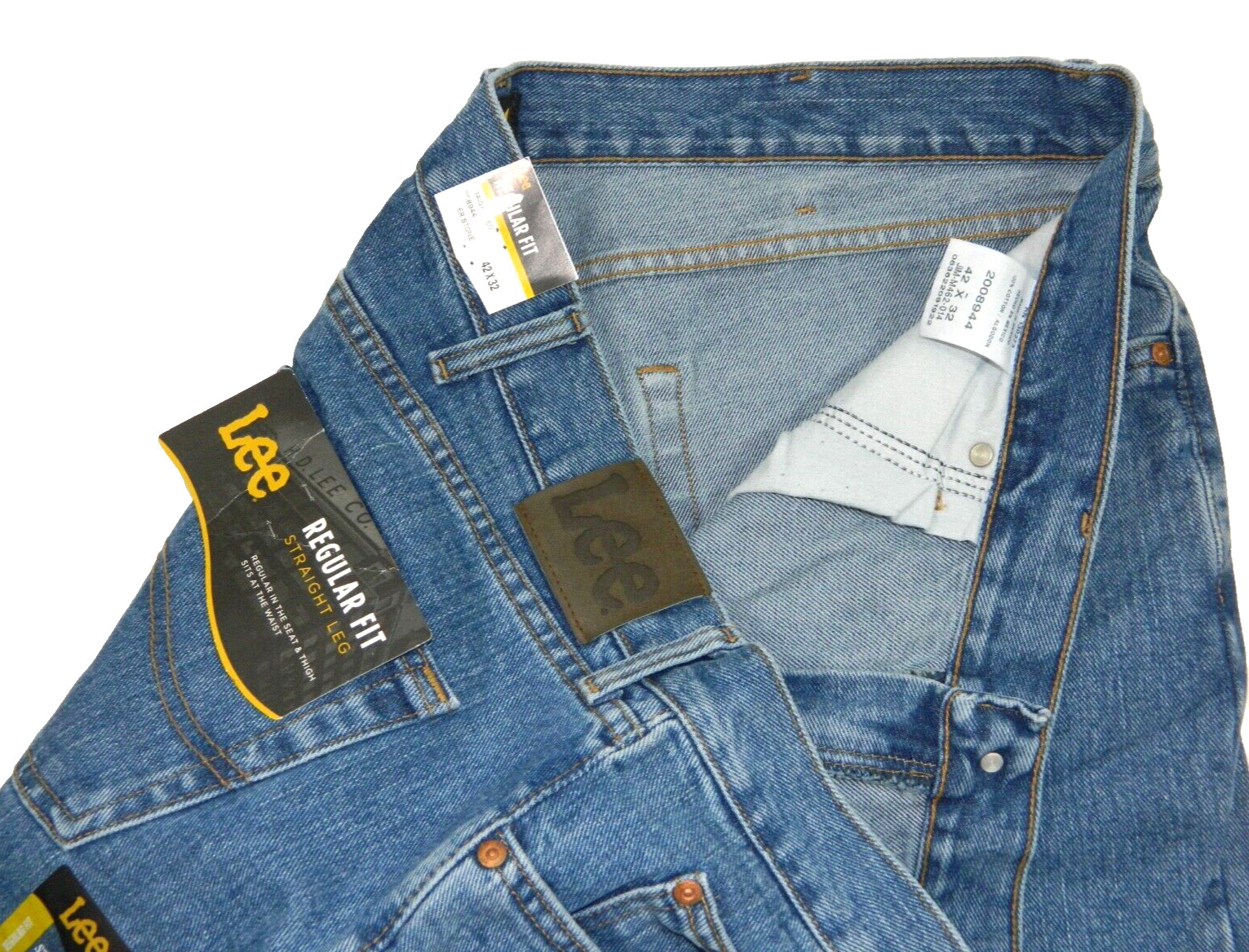 's Lee Jeans New 2008944 Regular Straight Denim Tag & Measured Size 42x32