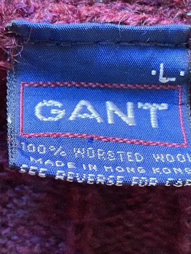 Vintage Gant Cable knit Wool Sweater Vest Size L Grampacore buttons Burgandy - Picture 6 of 7